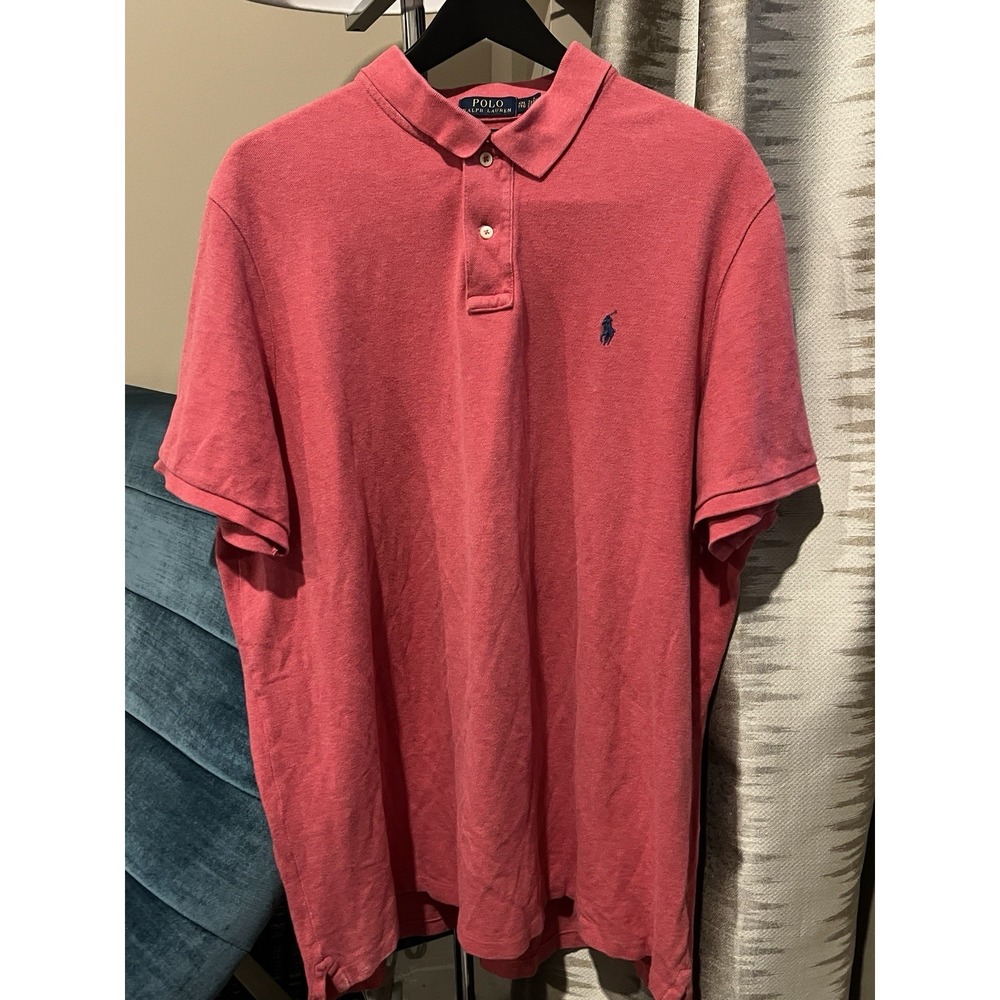 Polo Ralph Lauren XXL Classic Fit Salmon Colored Polo with Dark Blue Polo Player